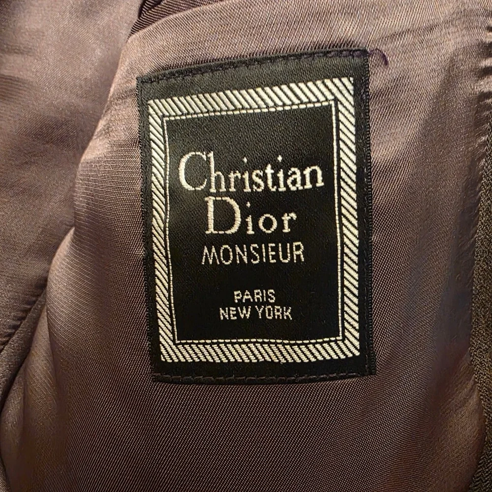 Christian Dior Monsieur Vintage Brown Wool Double Breasted Blazer 40R Windowpane